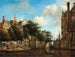 View of Amsterdam with houses on the Herengracht and the old Haarlemmersluis - Jan van der Heyden — artwork view