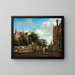 View of Amsterdam with houses on the Herengracht and the old Haarlemmersluis - Jan van der Heyden — framed artwork on a wall