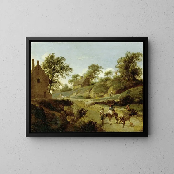 Sobre una carretera rural - Jan van der Heyden — cuadro enmarcado en la pared