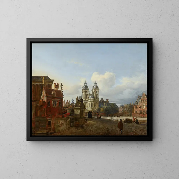 L'église Saint-André à Düsseldorf - Jan van der Heyden — cuadro enmarcado en la pared