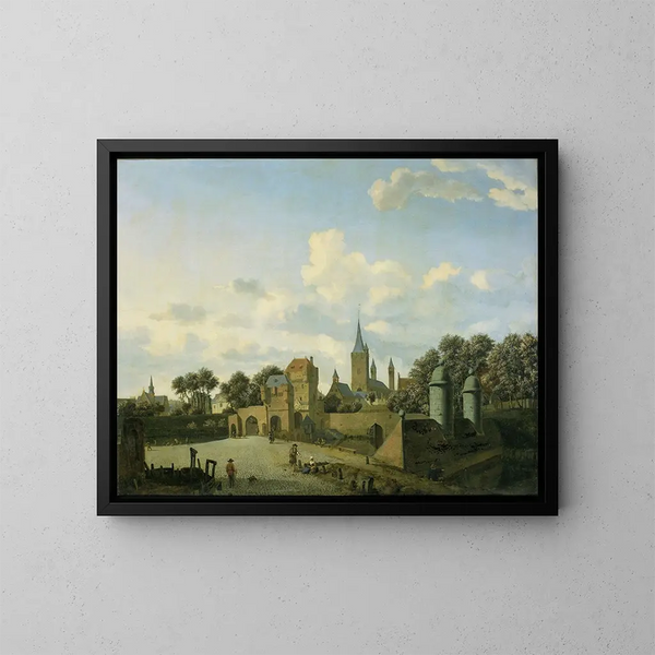 L'église Saint-Séverin à Cologne dans un cadre imaginaire - Jan van der Heyden — cuadro enmarcado en la pared
