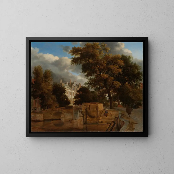 El Puente de Piedra - Jan van der Heyden — cuadro enmarcado en la pared