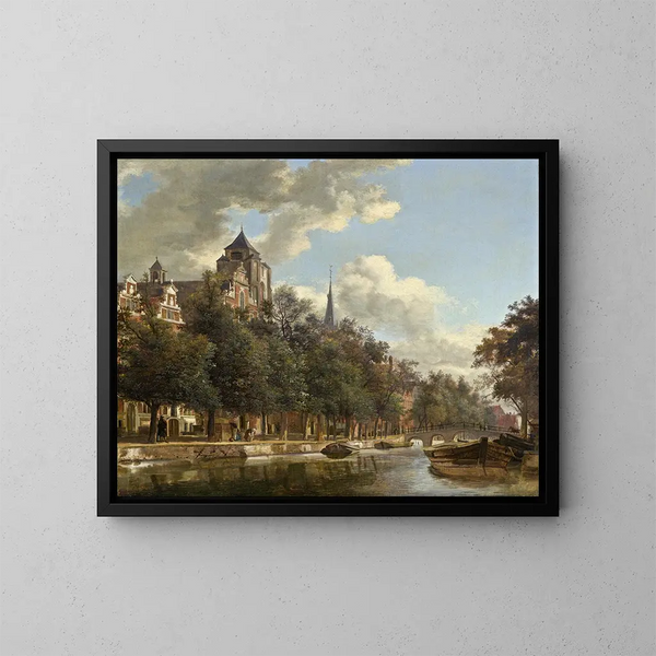 Vista de un canal neerlandés - Jan van der Heyden — cuadro enmarcado en la pared