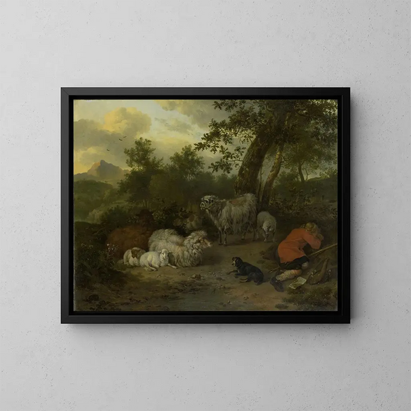 El pastor dormido - Jan van der Meer le Jeune — cuadro enmarcado en la pared