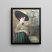 Autorretrato con sombrero verde - Jane Atché — cuadro enmarcado en la pared