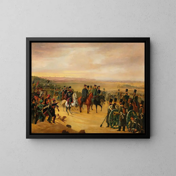 General Jozef Chopicki y Skrzynecki entre los soldados - January Suchodolski — cuadro enmarcado en la pared