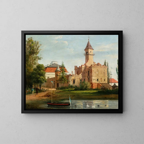 Vista del castillo de Radziejowice - January Suchodolski — cuadro enmarcado en la pared