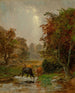 Ganado junto a un arroyo - Jasper Francis Cropsey — vista de la obra