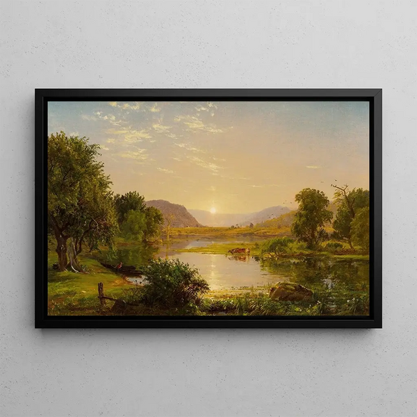 Preparación de los barcos en el lago Greenwood - Jasper Francis Cropsey — cuadro enmarcado en la pared