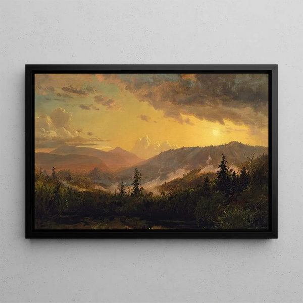 Sunset after a Storm in the Catskill Mountains - Jasper Francis Cropsey — framed artwork on a wall