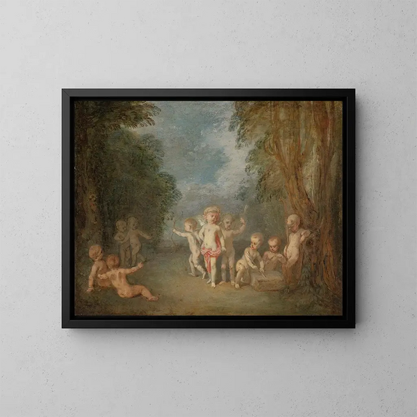 El reino de Cupido - Jean-Antoine Watteau — cuadro enmarcado en la pared