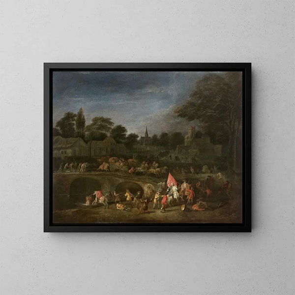 La revanche des paysans - Jean-Antoine Watteau — cuadro enmarcado en la pared