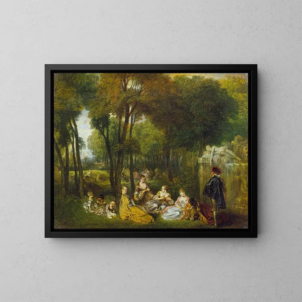 Los Campos Elíseos - Jean-Antoine Watteau — cuadro enmarcado en la pared