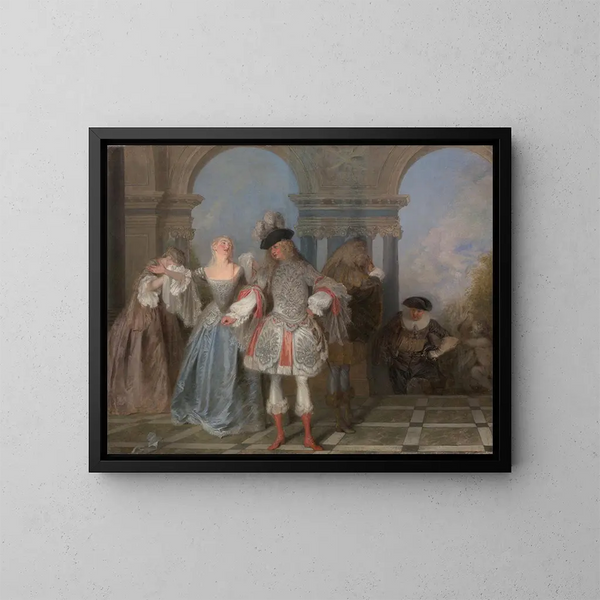 Los comediantes franceses - Jean-Antoine Watteau — cuadro enmarcado en la pared