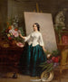 Mujer pintora de flores en caballete - Jean - Baptiste Antoine Émile Branger — vista de la obra