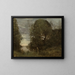 de bañistas en una cala boscosa - Jean-Baptiste-Camille Corot — cuadro enmarcado en la pared