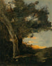 Atardecer con una leona - Jean-Baptiste-Camille Corot — vista de la obra