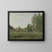 Environs de Mantes, petites habitations cachées dans les arbres près du bord de l'eau - Jean-Baptiste-Camille Corot — framed artwork on a wall