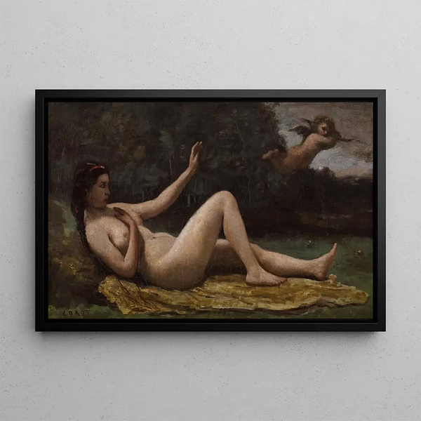 la evocación del amor - Jean-Baptiste-Camille Corot — cuadro enmarcado en la pared