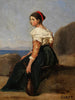 mujer sentada sosteniendo una mandolina - Jean-Baptiste-Camille Corot — vista de la obra