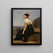 mujer sentada sosteniendo una mandolina - Jean-Baptiste-Camille Corot — cuadro enmarcado en la pared