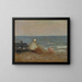 mujer y niño junto al mar en Étretat - Jean-Baptiste-Camille Corot — cuadro enmarcado en la pared