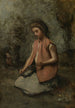 Young girl braiding a garland - Jean-Baptiste-Camille Corot — artwork view