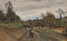 Gouvieux, campesino y campesina, camino y pueblo de cabañas de paja - Jean-Baptiste-Camille Corot — vista de la obra