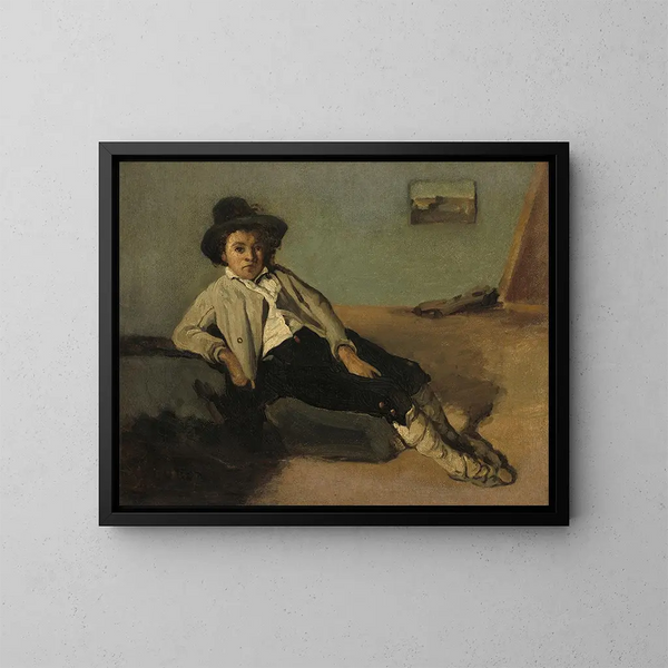 Italian peasant boy - Jean-Baptiste-Camille Corot — framed artwork on a wall