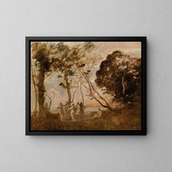 La Danse des nymphes - Jean-Baptiste-Camille Corot — framed artwork on a wall