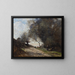 The harvest at the edge of the path - Jean-Baptiste-Camille Corot — framed artwork on a wall