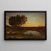 paisaje con lago y barquero - Jean-Baptiste-Camille Corot — cuadro enmarcado en la pared