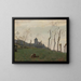 Le Tréport, a port and a church - Jean-Baptiste-Camille Corot — framed artwork on a wall
