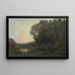 Le batelier, la rive, soleil couchant - Jean-Baptiste-Camille Corot — cuadro enmarcado en la pared