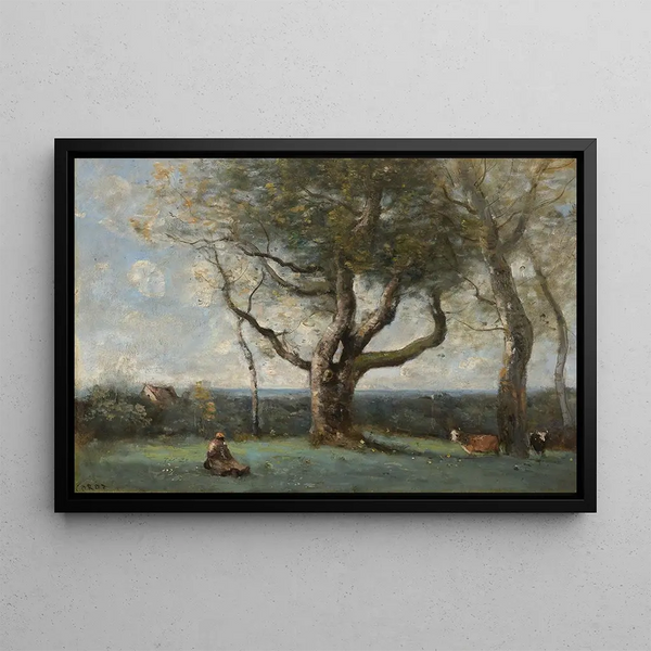 El gran árbol, alrededores de Gournay - Jean-Baptiste-Camille Corot — cuadro enmarcado en la pared