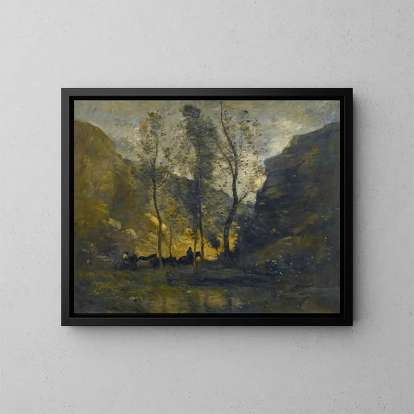 The Smugglers - Jean-Baptiste-Camille Corot — framed artwork on a wall