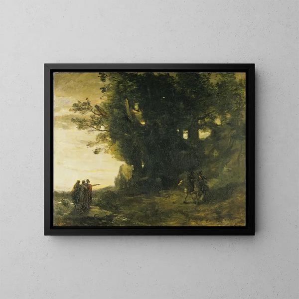 Landscape of Macbeth - Jean-Baptiste-Camille Corot — framed artwork on a wall
