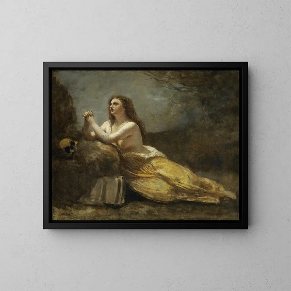 Madeleine en prière - Jean-Baptiste-Camille Corot — framed artwork on a wall