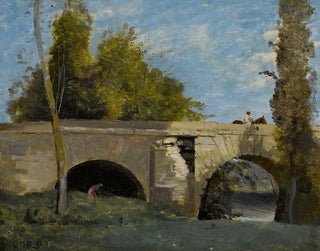 JeanBaptisteCamille Corot - Mantes Deux Arches Du Pont Avec Un Cavalier.webp
