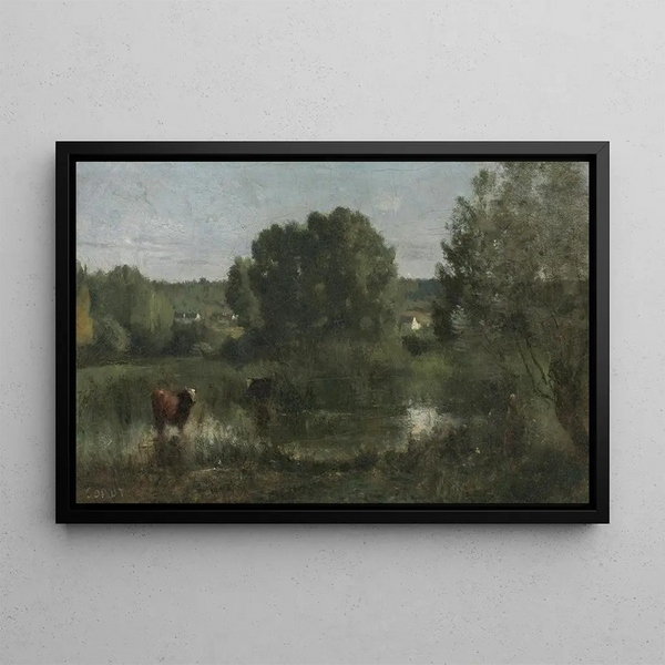 Marcoussis La Mare aux Vaches - Jean-Baptiste-Camille Corot — cuadro enmarcado en la pared