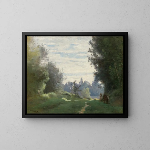 Rayos de la mañana - Jean-Baptiste-Camille Corot — cuadro enmarcado en la pared