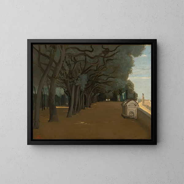 la terraza de la Villa Pamphili en Roma - Jean-Baptiste-Camille Corot — cuadro enmarcado en la pared