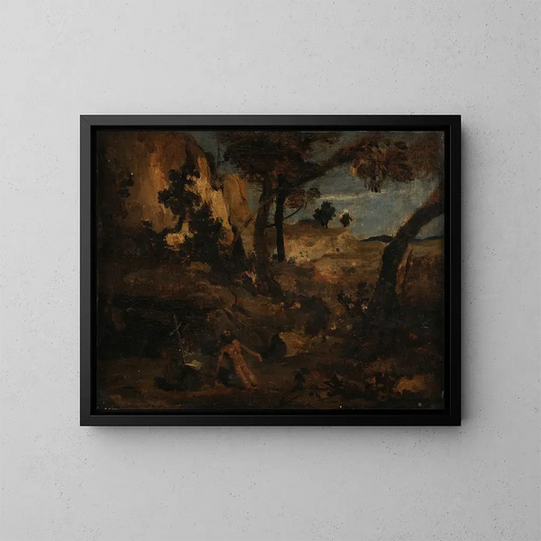 San Jerónimo - Jean-Baptiste-Camille Corot — cuadro enmarcado en la pared