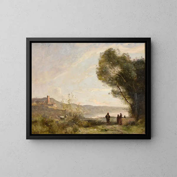 Recuerdo de las riberas mediterráneas - Jean-Baptiste-Camille Corot — cuadro enmarcado en la pared