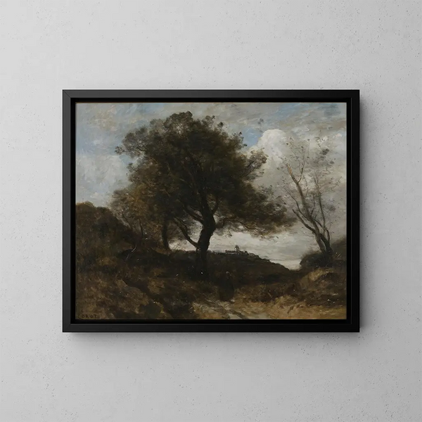 Recuerdo de Normandía - Jean-Baptiste-Camille Corot — cuadro enmarcado en la pared