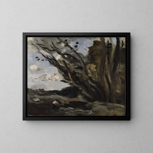 L'Explosion - Jean-Baptiste-Camille Corot — cuadro enmarcado en la pared