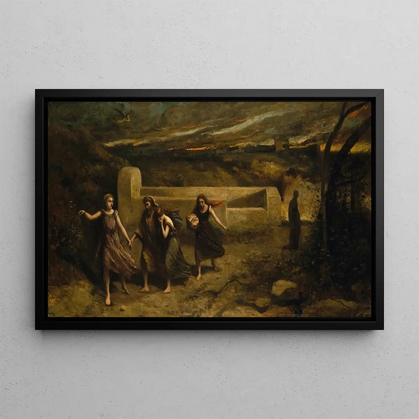 L'incendie de Sodome - Jean-Baptiste-Camille Corot — cuadro enmarcado en la pared