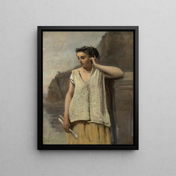 La historia de la Musa - Jean-Baptiste-Camille Corot — cuadro enmarcado en la pared