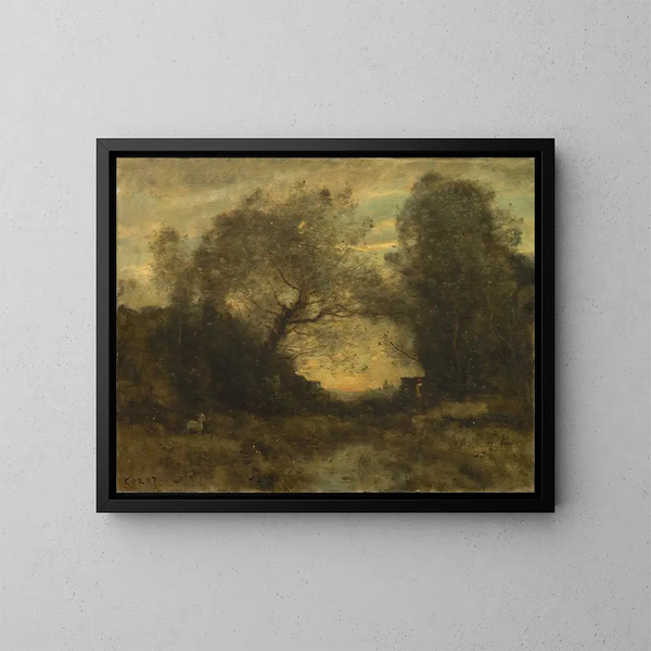 L'Étang à l'entrée des bois - Jean-Baptiste-Camille Corot — cuadro enmarcado en la pared