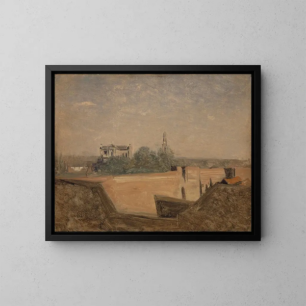 Los muros de Arras - Jean-Baptiste-Camille Corot — cuadro enmarcado en la pared